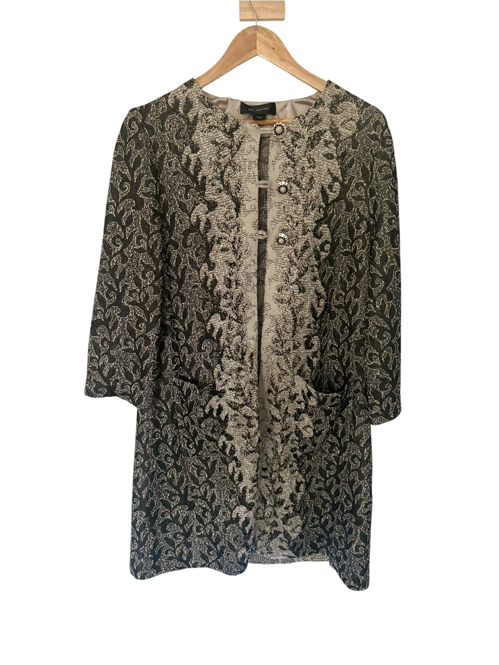 St. John Cardigan/Knit Coat Black Creamโ Vintage Sparkle